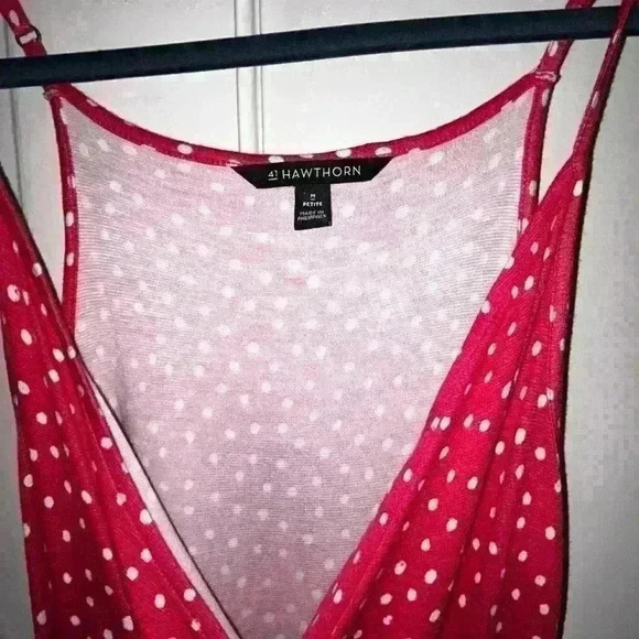 41 Hawthorn Annora medium petite red & white polka dot wrap sleeveless dress $68 - Picture 3 of 4